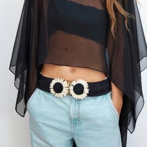 Zara brand new limited edition raffia flower belt